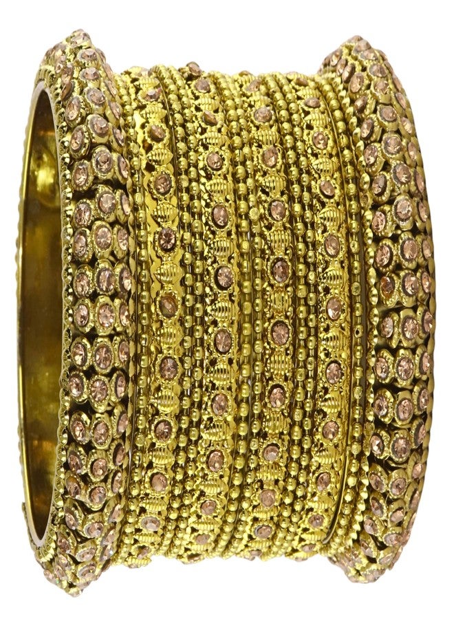 STYOLLO Premium Alloy Bella Bangle Set for Women & Girls Studded with Zircon Stones | Stylish Chudi For Women | Kangan Gift For Girls | Churi Set For Parties (SYL_KJ1_413-Gold-2.2) - Image 1