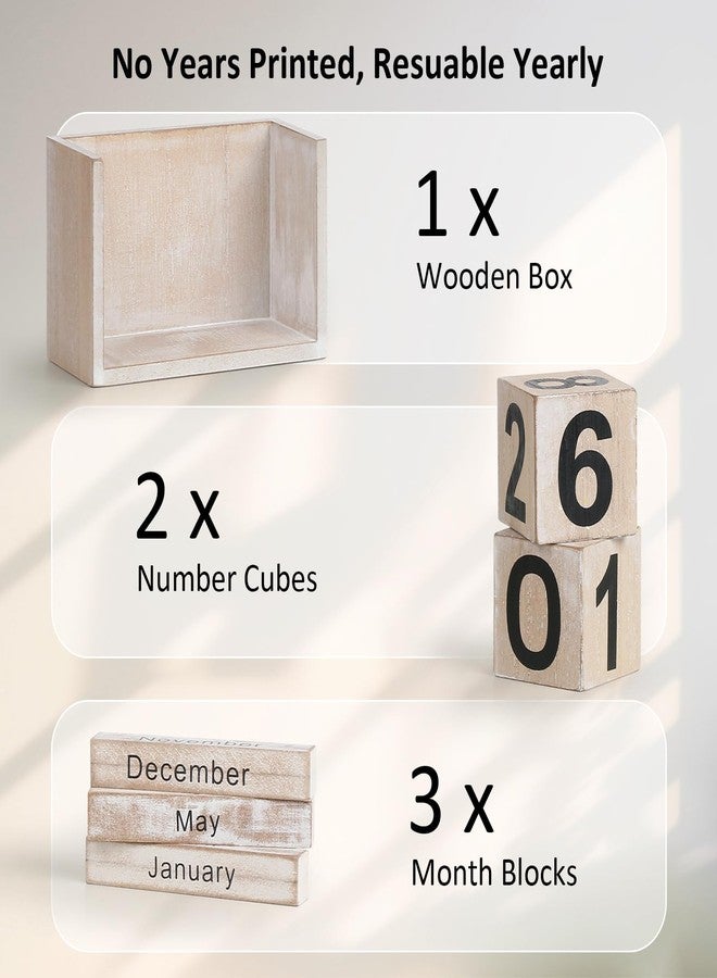 DEERINE Wooden Block Calendar for Desk, DBC03V - Image 4