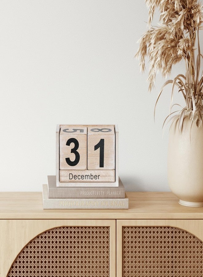 DEERINE Wooden Block Calendar for Desk, DBC03V - Image 2