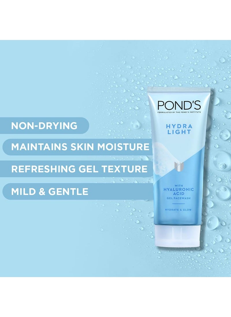 PONDS Hydra Light hyaluronic acid hydrating gel facewash hydrate and glow 100g  - Image 4