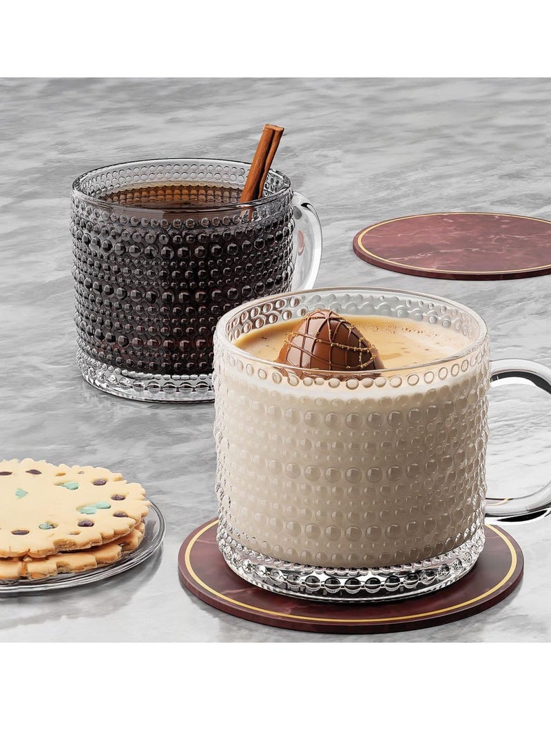 Glass Coffee Mug With Handle -Tea Mug Set 2 Pieces Large Dotted Wall, Coffee Mugs for Warm Beverages | Perfect for Cappuccino, Latte, Tea  - Image 5