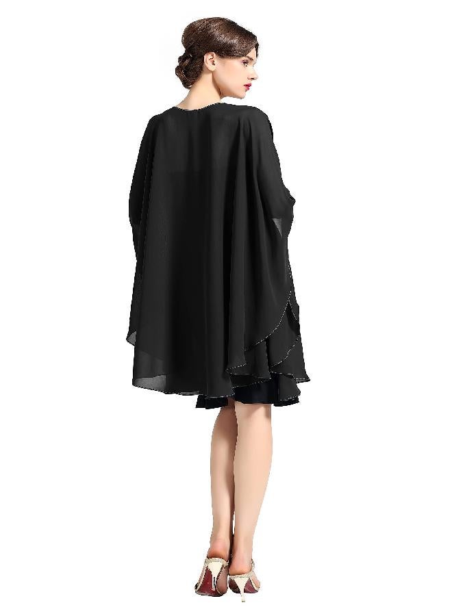BEAUTELICATE Chiffon Shawl Bridal Wedding Wrap Long Evening Scarves Scarf Black - Image 3