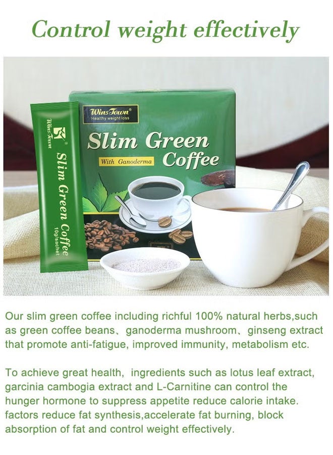Wins Town Light Green Coffee for Weight Loss, Natural Herbal Weight Loss,  a cup before meals to achieve weight loss, a box of 18 sticks - Image 2