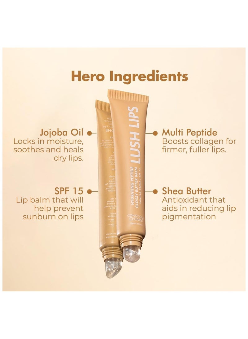 كيميائي واعي مرطب شفاه ببتيد من كونشوس كيميست - شفاه غنية بعامل حماية من الشمس ١٥ | ١٥ غرام | كريمة الفانيليا - Image 2