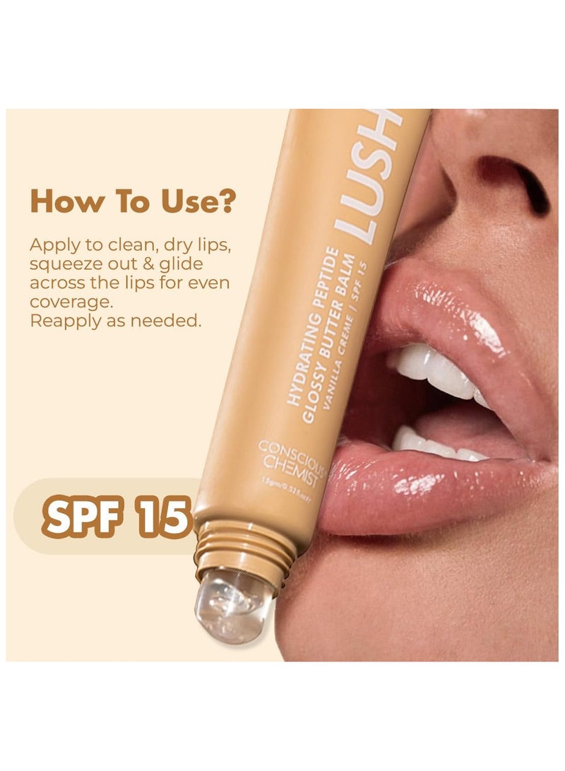 كيميائي واعي مرطب شفاه ببتيد من كونشوس كيميست - شفاه غنية بعامل حماية من الشمس ١٥ | ١٥ غرام | كريمة الفانيليا - Image 3