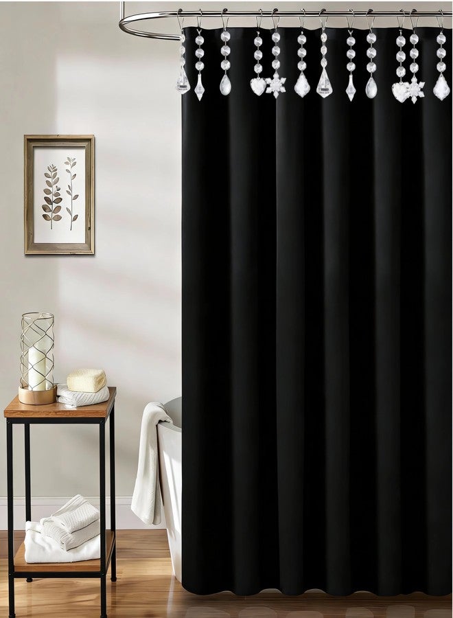 12 Pack Acrylic Crystal Shower Curtain Rings, Stainless Steel Hooks for Bathroom, Rustproof Shower Rings with Clear Beads, Heavy Duty Shower Curtain Hooks - Image 2