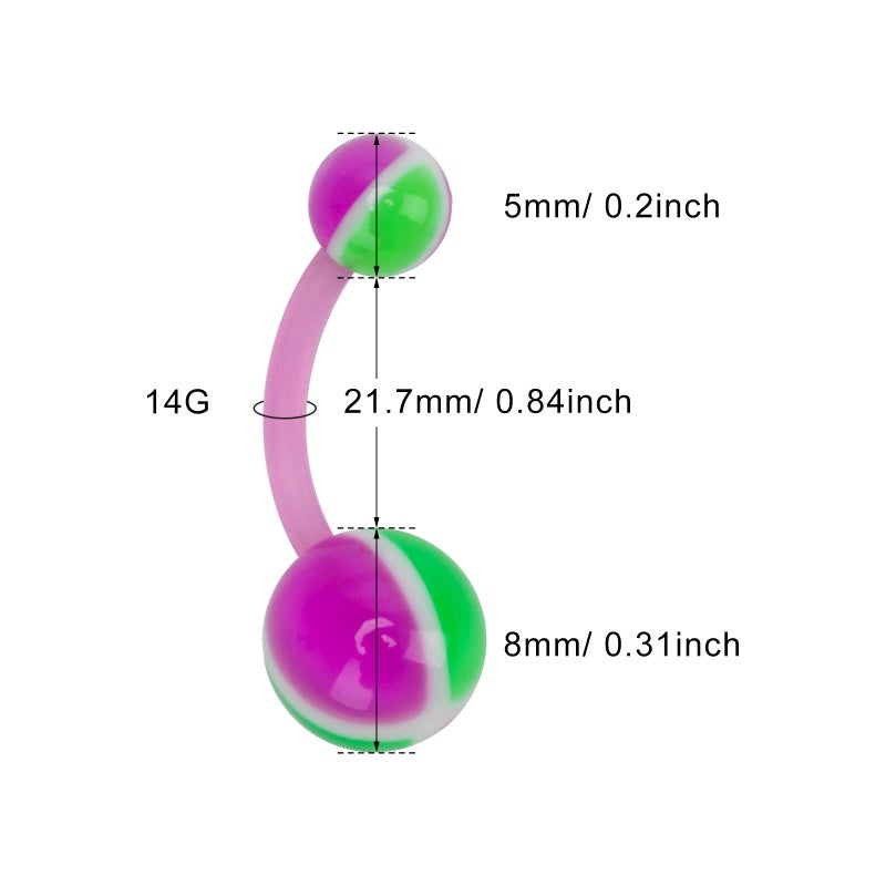 CrazyPiercing Assorted Lot of 100PCS Banana Piercing 14G Belly Button Rings Piercing Jewelry - Image 2