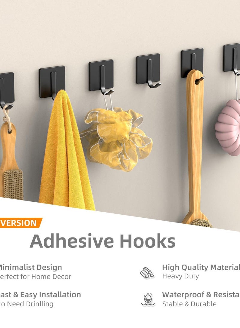 Towel Hooks, 6 Pack Improved Adhesive Hooks, Heavy Duty and Waterproof , Wall Hooks for Hanging Towels, and More - Ideal for Bathroom, Kitchen, Easy Wall Mounting - Image 2
