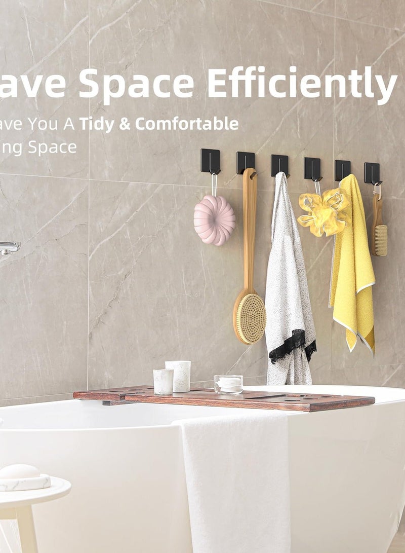 Towel Hooks, 6 Pack Improved Adhesive Hooks, Heavy Duty and Waterproof , Wall Hooks for Hanging Towels, and More - Ideal for Bathroom, Kitchen, Easy Wall Mounting - Image 4