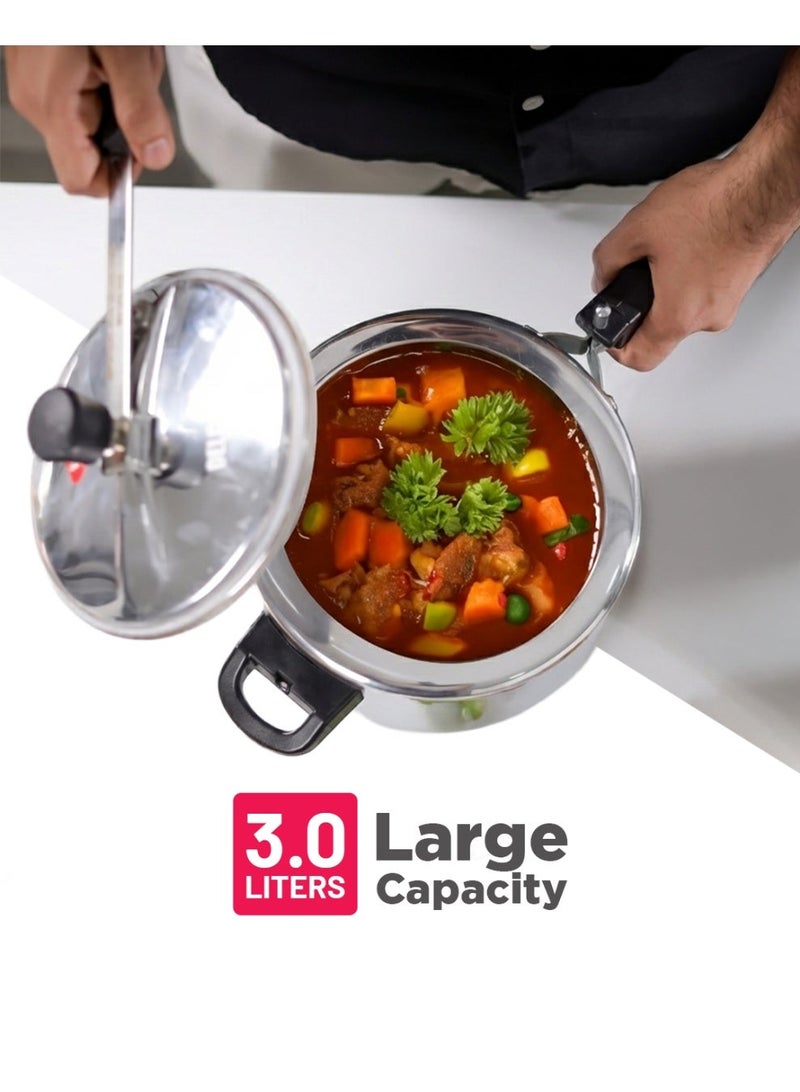 DELCASA 3Liters Delcasa 3 Liter Aluminum Pressure Cooker Inner Lid Silver - Image 5