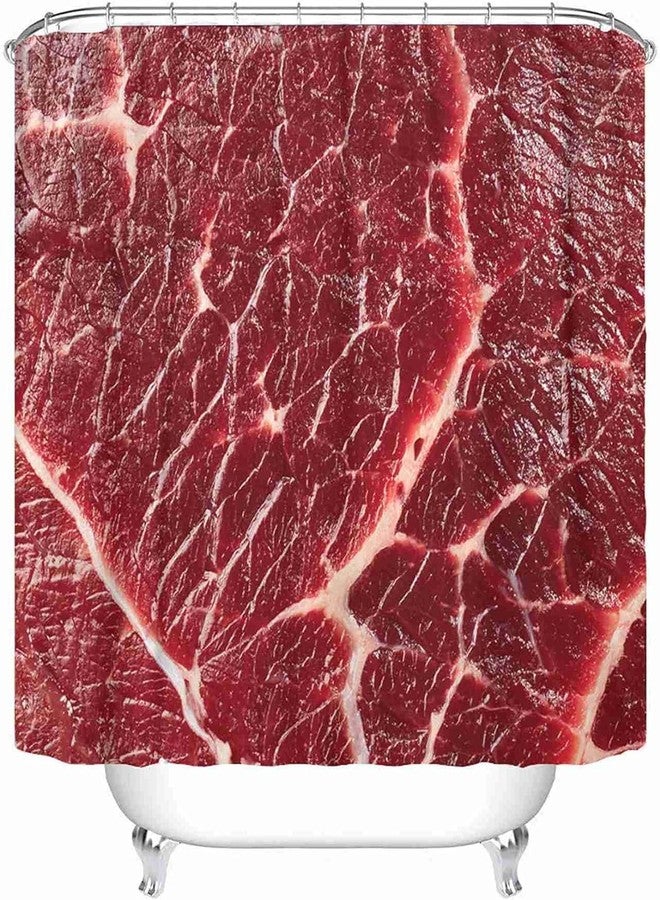 Emvency Fabric Shower Curtain with Hooks Red Beef of Meat Raw Food Meal Steak 72"X78" Waterproof Curtains Decorative Bathroom - Image 1