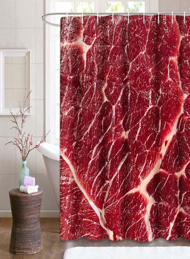 Emvency Fabric Shower Curtain with Hooks Red Beef of Meat Raw Food Meal Steak 72"X78" Waterproof Curtains Decorative Bathroom - Image 5