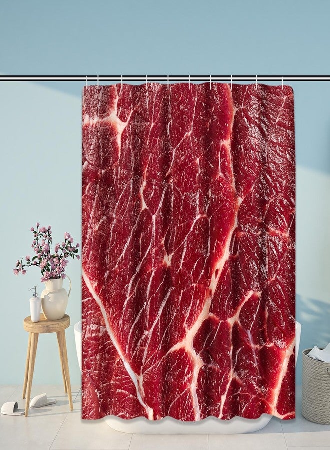 Emvency Fabric Shower Curtain with Hooks Red Beef of Meat Raw Food Meal Steak 72"X78" Waterproof Curtains Decorative Bathroom - Image 2