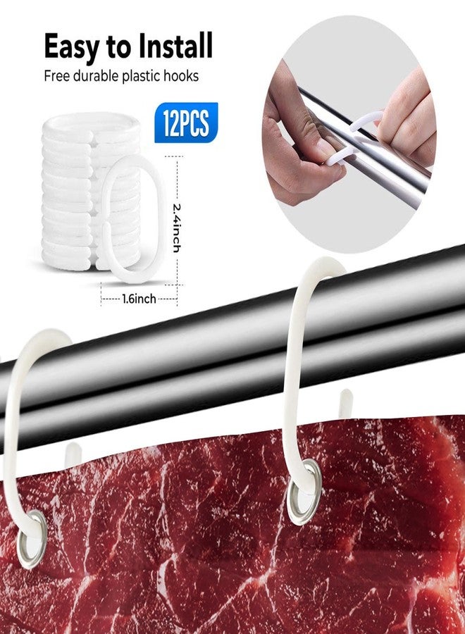 Emvency Fabric Shower Curtain with Hooks Red Beef of Meat Raw Food Meal Steak 72"X78" Waterproof Curtains Decorative Bathroom - Image 4