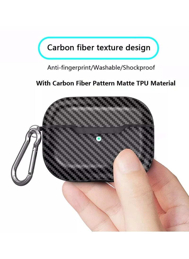 TWEGGON Apple AirPods 3 Case Carbon Fiber Texture Protective Cover Case for AirPods 3 Black  - Image 2