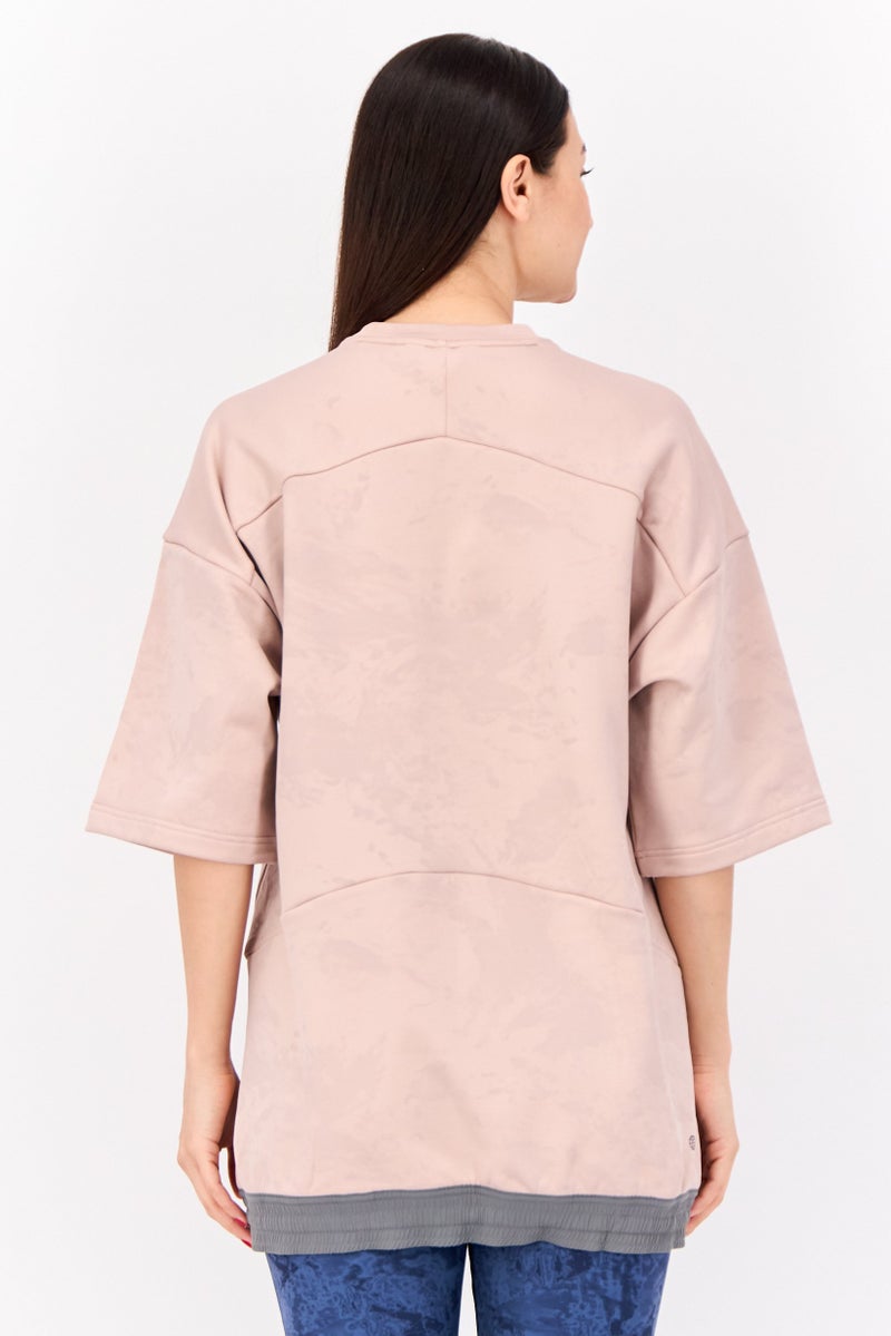 Adidas Women Sportswear Fit Short Sleeve Outdoor T-Shirts, Apricot Peach  - Image 3