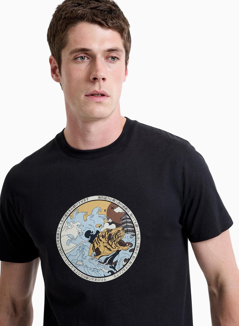 French Connection Ss Drowning Tiger Print T-Shirt - Image 3