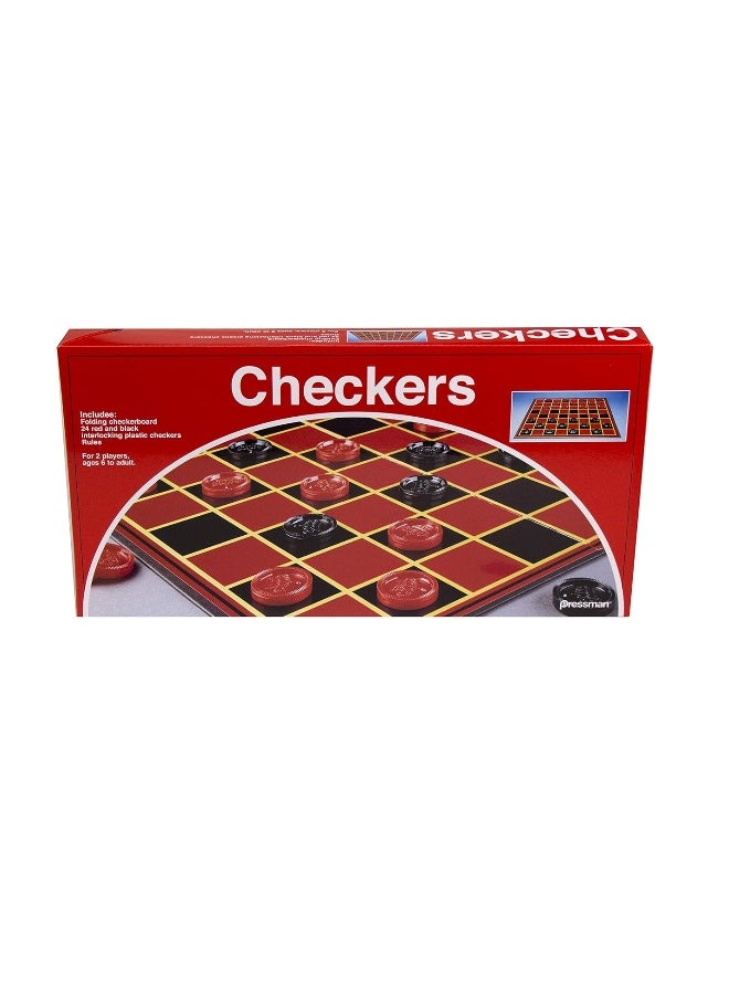 Pressman - Pressman Checkers -- Classic Game With Folding Board and Interlocking Checkers, 2 Players - Image 1