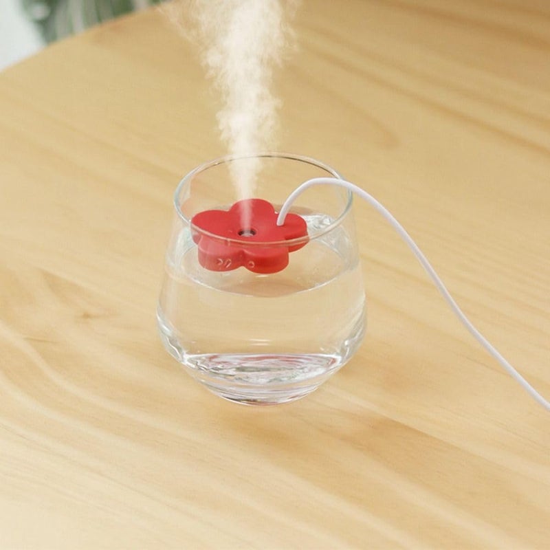 hobbyme 2Pcs USB Small Humidifier,Portable Creative Flower Humidifier,Easy to Use,Plastic Quiet Mini for Home Bedroom Office Desk(Red&Blue) - Image 2