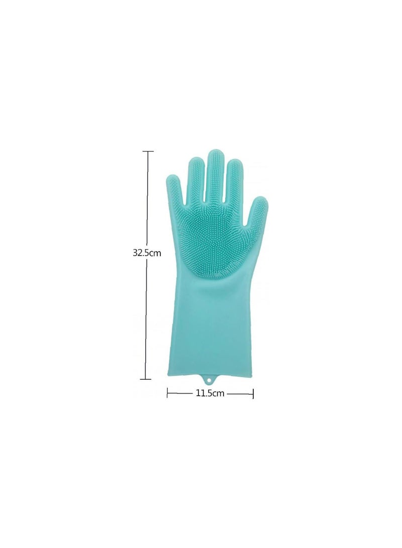GGOOT 1 Pair Dish Washing Gloves Silicone Dishes Cleaning Gloves with Cleaning Brush Kitchen Wash Housekeeping Scrubbing Gloves Random Color  - Image 5