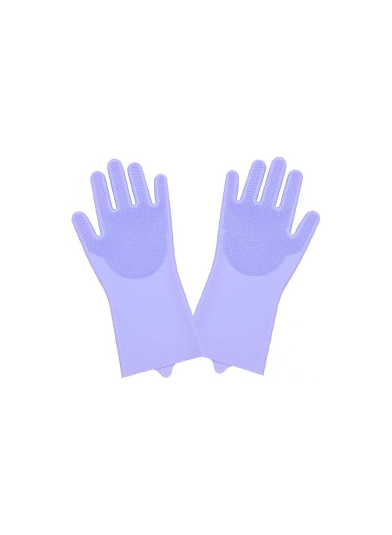 GGOOT 1 Pair Dish Washing Gloves Silicone Dishes Cleaning Gloves with Cleaning Brush Kitchen Wash Housekeeping Scrubbing Gloves Random Color  - Image 3
