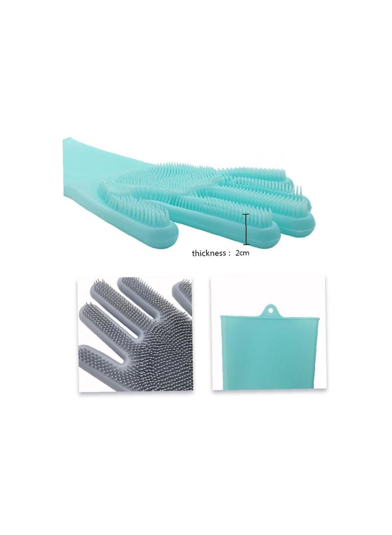 GGOOT 1 Pair Dish Washing Gloves Silicone Dishes Cleaning Gloves with Cleaning Brush Kitchen Wash Housekeeping Scrubbing Gloves Random Color  - Image 4
