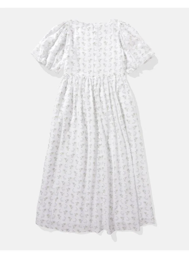 American Eagle AE Puff Sleeve Drop Waist Maxi Dress