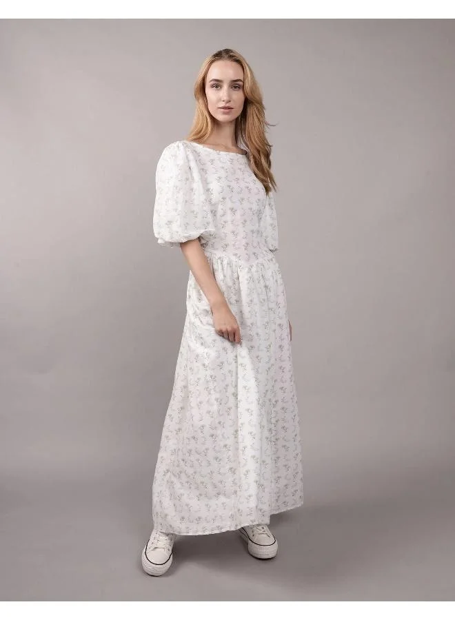 American Eagle AE Puff Sleeve Drop Waist Maxi Dress