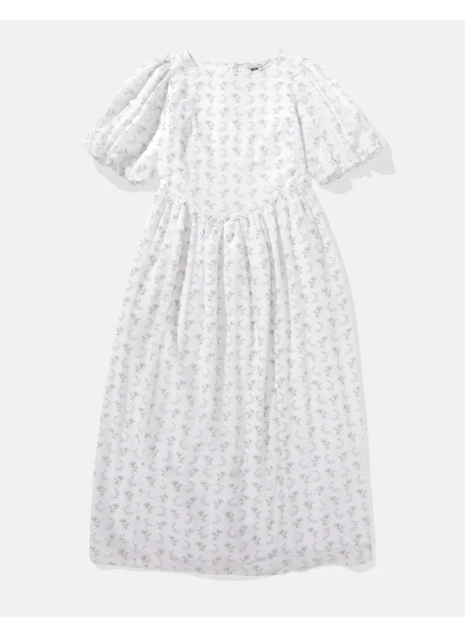 American Eagle AE Puff Sleeve Drop Waist Maxi Dress
