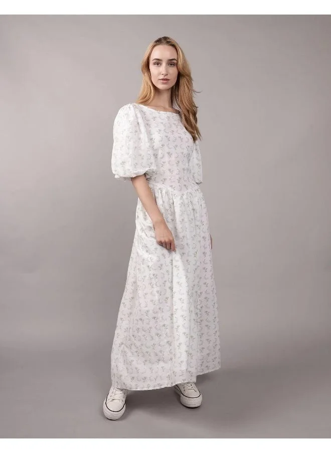 American Eagle AE Puff Sleeve Drop Waist Maxi Dress