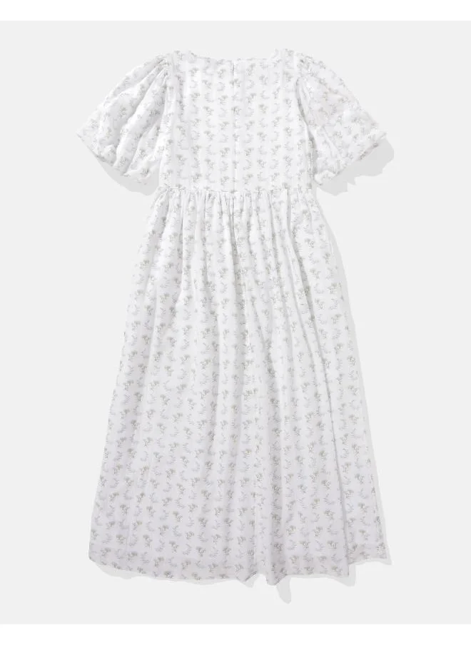 American Eagle AE Puff Sleeve Drop Waist Maxi Dress