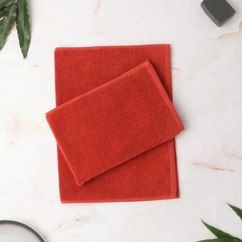 Spaces 100% Cotton Hand Towel Quick Dry Nano Spun Special Texture Ultra Soft(Solid 40CMX60CM)-RED - Image 2