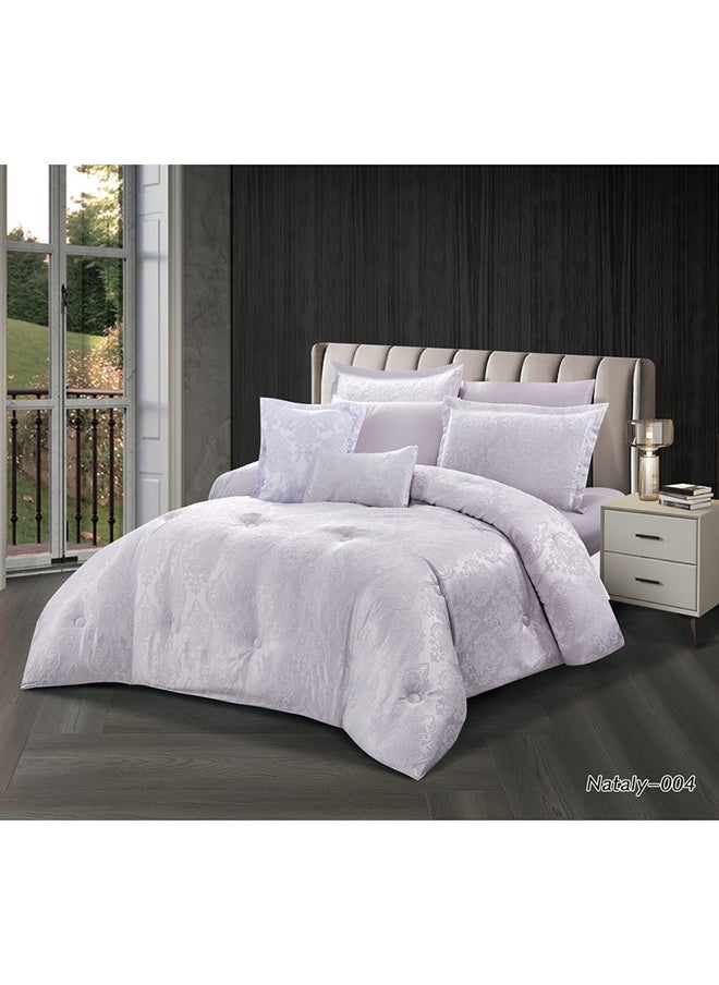 Hours - Comforter Set With Soft Silky Jacquard Fabric And A Modern And Distinctive Pattern That Satisfies All Tastes 8 Pieces King Size - Image 1