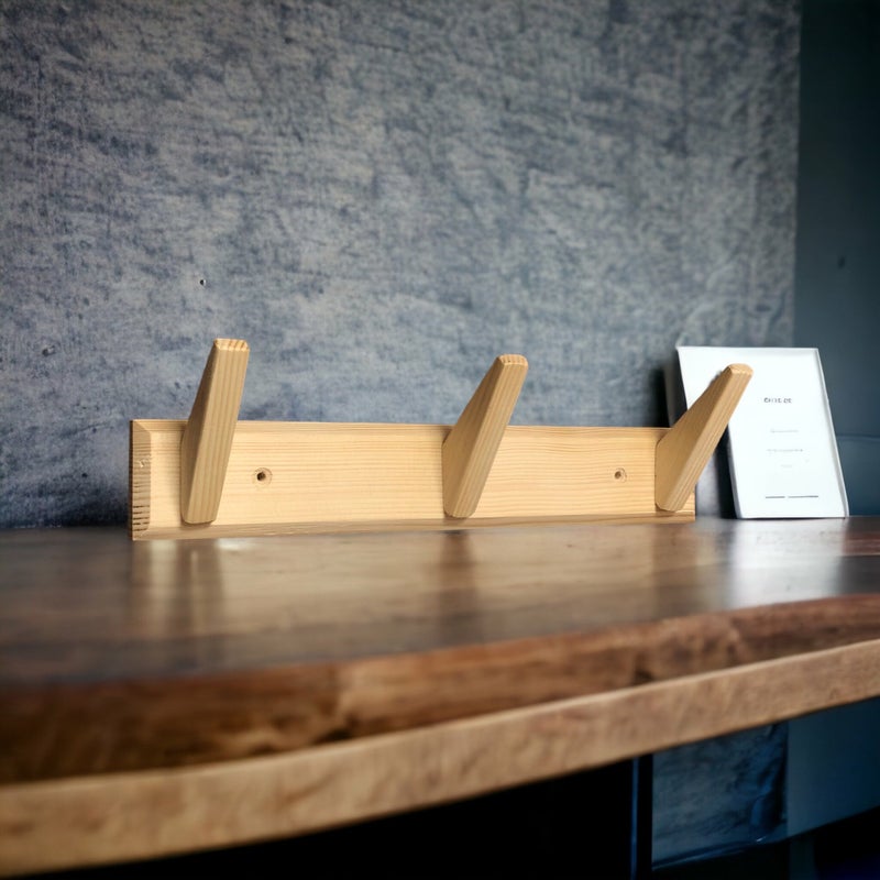 Tek-İş Solid Wood Coat Rack Wall Hanger Triple 3-Piece Wooden Wall Hanger Wooden Hanger  - Image 2