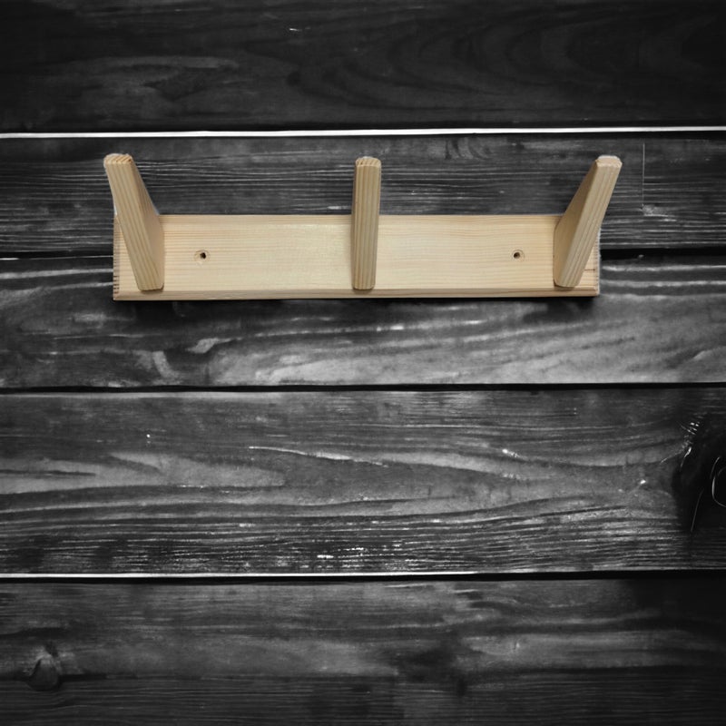 Tek-İş Solid Wood Coat Rack Wall Hanger Triple 3-Piece Wooden Wall Hanger Wooden Hanger  - Image 5