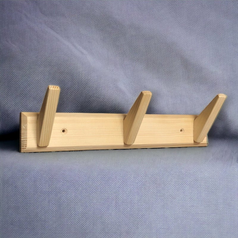 Tek-İş Solid Wood Coat Rack Wall Hanger Triple 3-Piece Wooden Wall Hanger Wooden Hanger  - Image 1