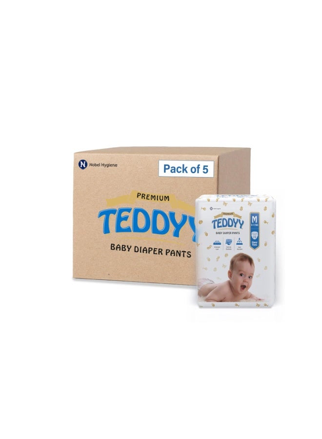 TEDDY Baby Diapers Pants Premium Medium 15 Count (Pack of 5)