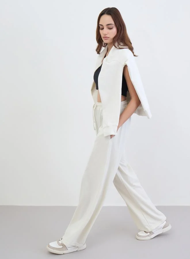 Styli Women Cream Wide Leg Joggers