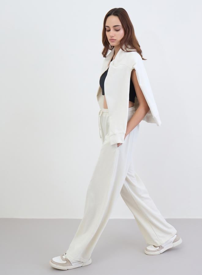 Styli Women Cream Wide Leg Joggers - Image 2