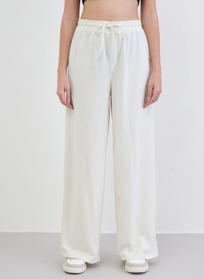 Styli Women Cream Wide Leg Joggers - Image 3