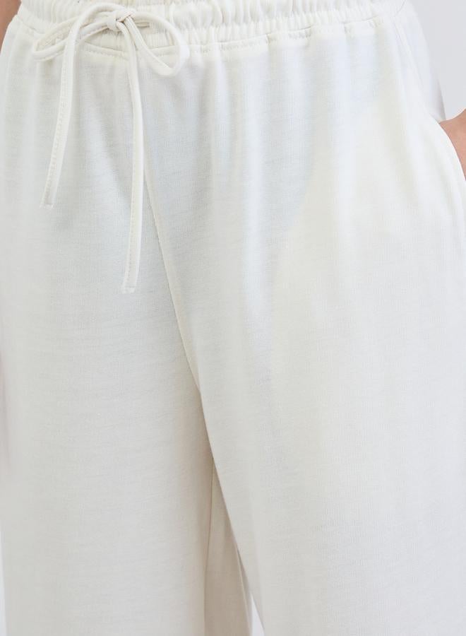 Styli Women Cream Wide Leg Joggers - Image 4