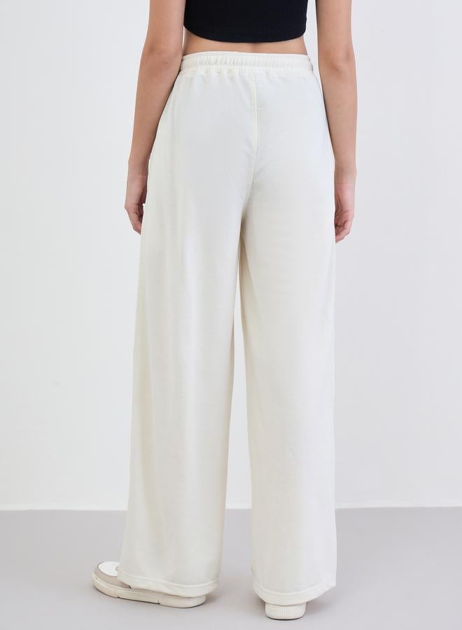 Styli Women Cream Wide Leg Joggers - Image 5