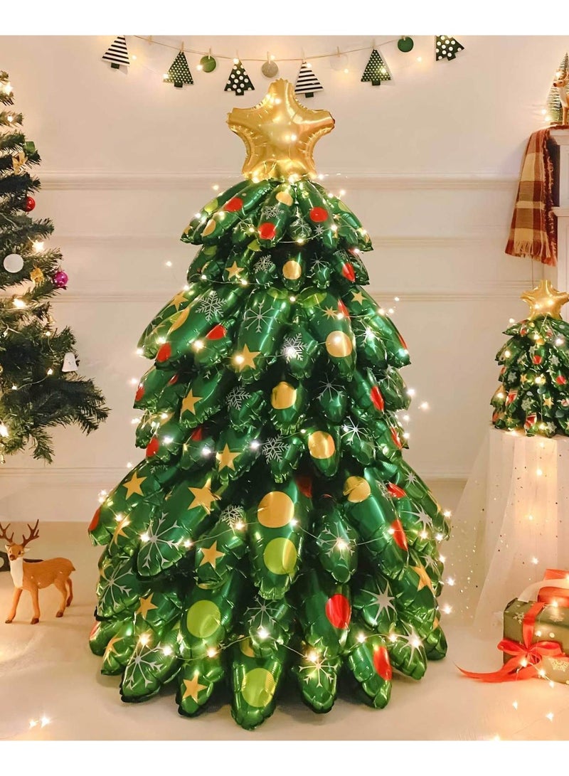 A.M Christmas Tree Foil Balloons 130CM, 4.2ft Inflatable Christmas Tree, DIY Assemble 3D Christmas Tree Balloons, Christmas Tree Decorations for Indoor Outdoor, Christmas Party Decoration - Image 1