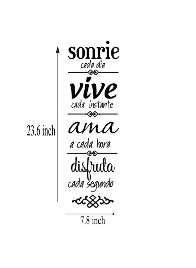 ADECALS ملصق حائط Sonrie Vive AMA لديكور المنزل، ملصقات فنية لقواعد الأسرة الإسبانية (23.6 بوصة × 7.8 بوصة) - Image 4
