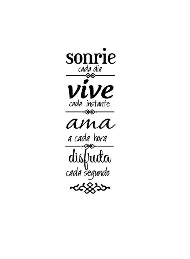 ADECALS ملصق حائط Sonrie Vive AMA لديكور المنزل، ملصقات فنية لقواعد الأسرة الإسبانية (23.6 بوصة × 7.8 بوصة) - Image 1