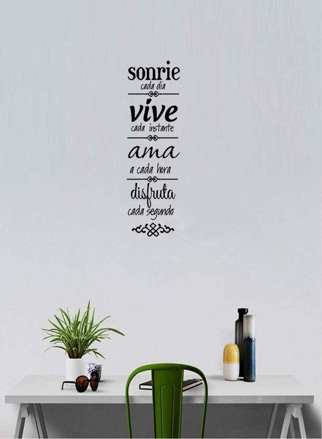 ADECALS ملصق حائط Sonrie Vive AMA لديكور المنزل، ملصقات فنية لقواعد الأسرة الإسبانية (23.6 بوصة × 7.8 بوصة) - Image 2