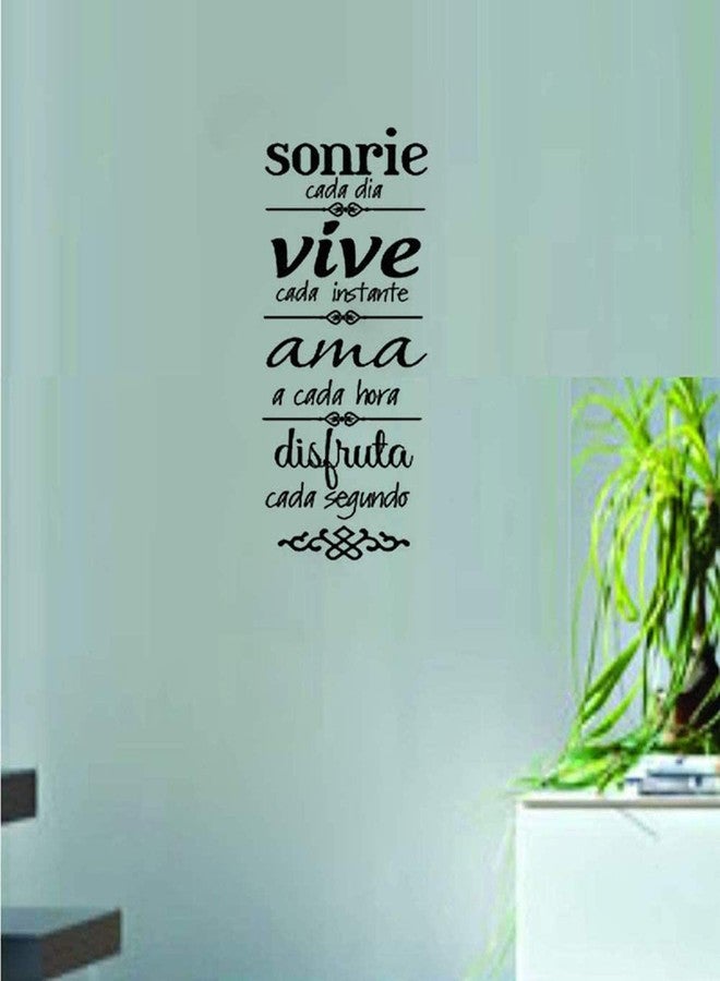 ADECALS ملصق حائط Sonrie Vive AMA لديكور المنزل، ملصقات فنية لقواعد الأسرة الإسبانية (23.6 بوصة × 7.8 بوصة) - Image 3