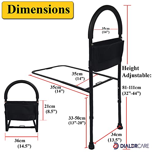 DIALDRCARE Aluminum Adjustable Bedside Safety and Stability Bed Assist Rail Handle (Black), for Kid - Image 2