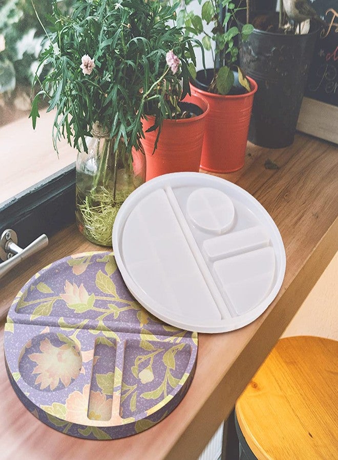 iSuperb Rolling Tray Resin Mold Makeup Storage Cosmetic Epoxy Casting Mold Round Silicone Mold for DIY Jewelry Storage Tea Tray Serving Board Making - Image 2