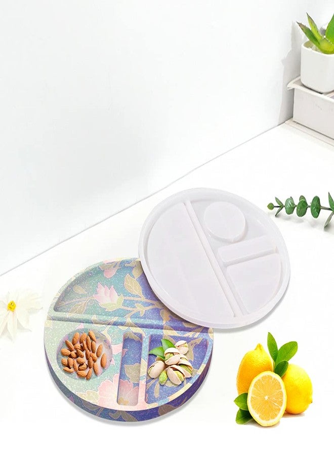 iSuperb Rolling Tray Resin Mold Makeup Storage Cosmetic Epoxy Casting Mold Round Silicone Mold for DIY Jewelry Storage Tea Tray Serving Board Making - Image 4